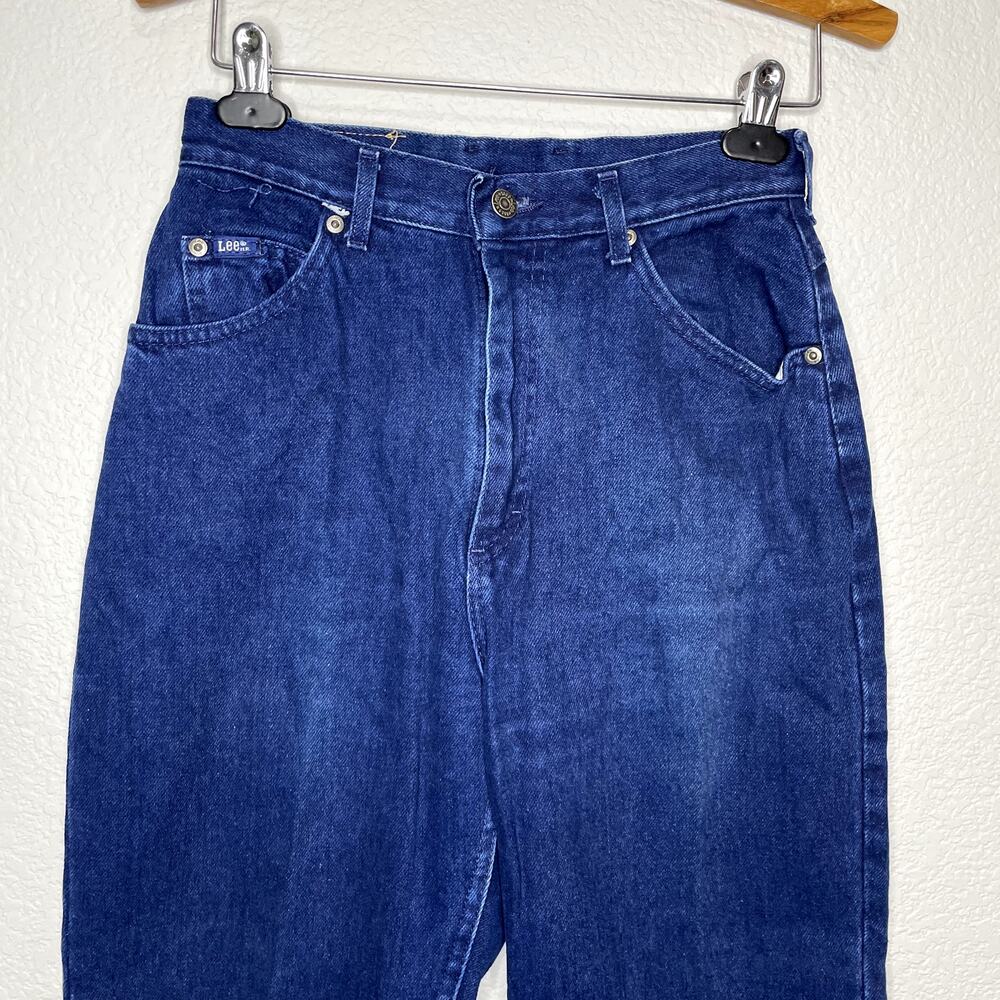 Lee Size 10 Jeans Vintage Super High Waist Dark Wash Made in USA Tapered Cotton - Picture 5 of 14
